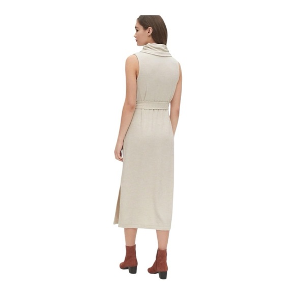 GAP Softspun Turtleneck Tie-Belt Midi Cream Dress Size L - Picture 15 of 16